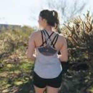 Senita Trail Run Strappy Racerback Tank Top Heathered Gray Extra Large
